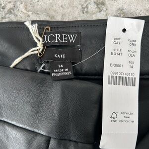 Jcrew black leather pants size 14 style Kate